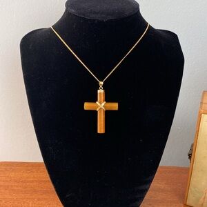 Elegant Honey Jade Cross Pendant Necklace